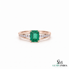 Emerald Cut Emerald and Diamond Split Shank Anniversary Ring