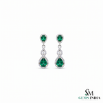 Pear cut Natural Emerald Teardrop Dangle Earrings for Women - Gift For Her