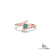 Princess Cut Emerald Diamond Bypass Ring - Crossover Promise Ring