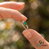 Pear Shape Emerald Green Diamond Double Band Promise Ring