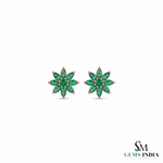 Marquise Cut Emerald Floral Stud Earrings - Earrings for Women