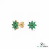 Marquise Cut Emerald Floral Stud Earrings - Earrings for Women