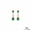 Pear cut Natural Emerald Teardrop Dangle Earrings for Women - Gift For Her