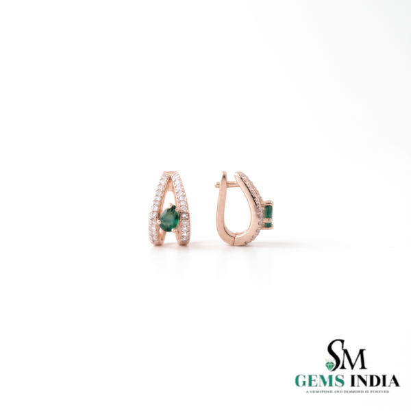 Pear Cut Emerald Green Open Teardrop stud Earrings