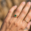 Emerald cut Emerald & Diamond Ring - Art Deco Ring