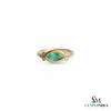 Natural Marquise Emerald & Diamond Bezel Ring - Minimalist Nature Inspired Fine Jewelry Ring
