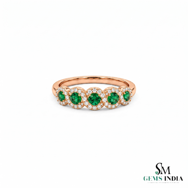 2 Karat Herzform-Smaragd- und Diamantring aus 14 Karat Gold, Smaragd-Verlobungsring