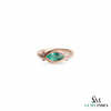 Natural Marquise Emerald & Diamond Bezel Ring - Minimalist Nature Inspired Fine Jewelry Ring