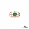 Emerald cut Emerald & Diamond Ring - Art Deco Ring