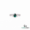 Pear Cut Emerald Green Gemstone Infinity Engagement - Green Gemstone Jewelry
