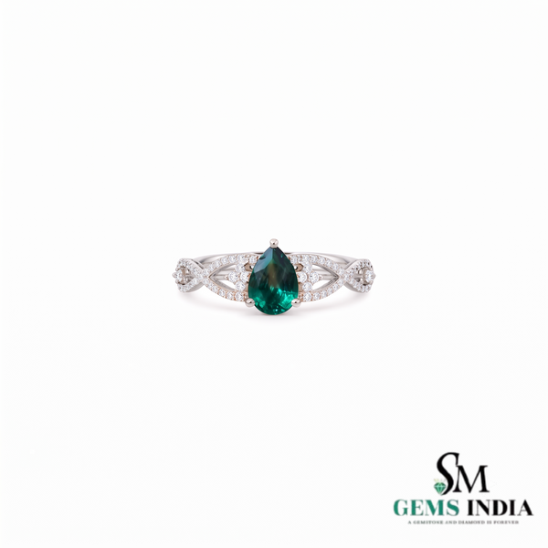 Pear Cut Emerald Green Gemstone Infinity Engagement - Green Gemstone Jewelry