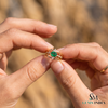 Emerald cut Emerald & Diamond Ring - Art Deco Ring