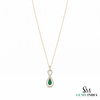Round Natural Emerald Infinity Teardrop Pendant - Green Gemstone Jewelry