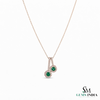 Natural Emerald & Diamond Double Circle Drop Pendant- Emerald jewelry for women
