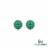 Oval Cut Emerald Green Bloom Stud Earrings with Diamond Accents