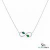 Natural Pear Cut Emerald & Diamond Infinity Necklace - Elegant Gold Necklace