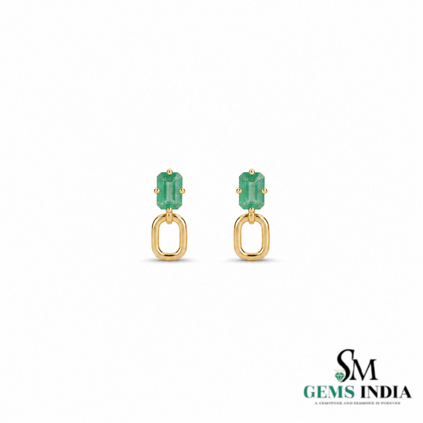 Elegant Emerald Cut Emerald Green Dangle Earrings - Luxury Emerald Earrings