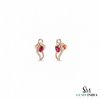 Luxury Pear Cut Ruby Diamond Swirl Stud Earrings - Gift For Her