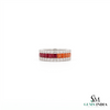Multi Sapphire Square Cut Eternity Ring - Wedding Band for Women