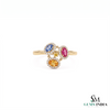 Luxury Oval Rainbow Multi Sapphire Ring With Diamond Accents - Statement Ring For Her