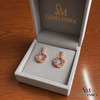 Pear andRound Rainbow Multi Gemstone Open Circle Drop Earrings for Women - Gift For Her