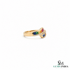 Multi Sapphire Square Cut Bypass Ring – Diamond Rainbow Gemstone Wrap Ring for Women