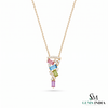 Elegant Multi Sapphire Bagguette Pendant Necklace With Diamod Accent - Gift For Her