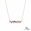 Rainbow Baguette Bar Necklace in 14K Gold - Minimalist Everyday Jewelry