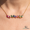 Rainbow Baguette Bar Necklace in 14K Gold - Minimalist Everyday Jewelry