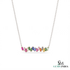 Rainbow Baguette Bar Necklace in 14K Gold - Minimalist Everyday Jewelry