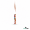 Elegant Multi Sapphire Bagguette Pendant Necklace With Diamod Accent - Gift For Her