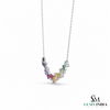 Multi Sapphire Baguette Cut Curved Bar Necklace - Anniversary Gift For Her