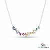 Multi Sapphire Baguette Cut Curved Bar Necklace - Anniversary Gift For Her