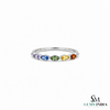 Multi Gemstone Marquise Band Ring - Minimalist Stackable Birthstone Ring