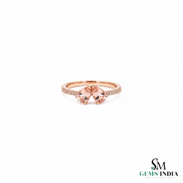 Luxury Pear Cut Pink Morganite And Diamond Ring - Elegant Gemstone Ring