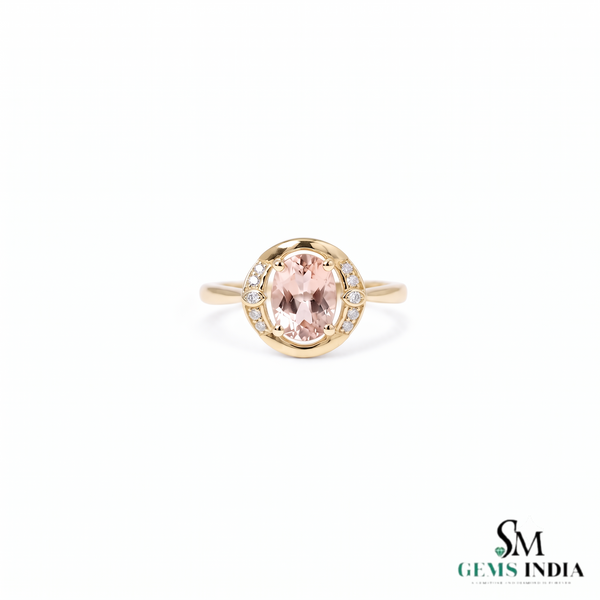 Luxury Oval Morganite Ring with Diamond Accent Stones - Cocktail & Statement Ring