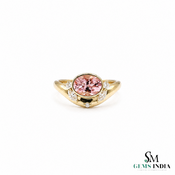 Oval Morganite & Diamond Accent Statement Ring - Pink Gemstone Fine Jewelry