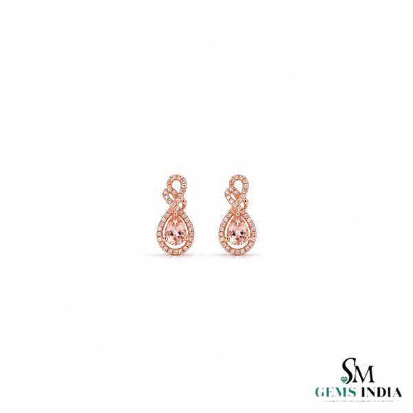 Pink Morganite Diamond Infinity Design Drop Earrings - Fine Jewelry for Women