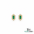 Double Princess Cut Emerald Diamond Halo Stud Earrings - May Birthstone Jewelry