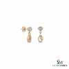 Elegant Round Cut Aquamarine Gemstone Dangle Earrings with Teardrop Design