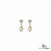 Elegant Round Cut Aquamarine Gemstone Dangle Earrings with Teardrop Design