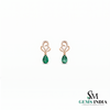 Pear Shaped Emerald & Diamond Drop Stud Earrings - Fine Jewelry for Women