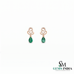 Pear Shaped Emerald & Diamond Drop Stud Earrings - Fine Jewelry for Women