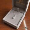 Natural Aquamarine Gemstone With Curved Gold Accent Pendant - Luxury Fine Jewelry