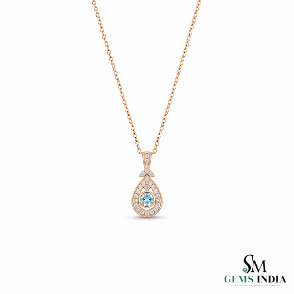 Luxury Natural Aquamarine Diamond Pendant- Minimalist Jewelry for Women
