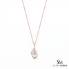 Natural Aquamarine Pear Cut with Diamond - Unique Curved Pendant