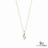 Natural Aquamarine Gemstone With Curved Gold Accent Pendant - Luxury Fine Jewelry