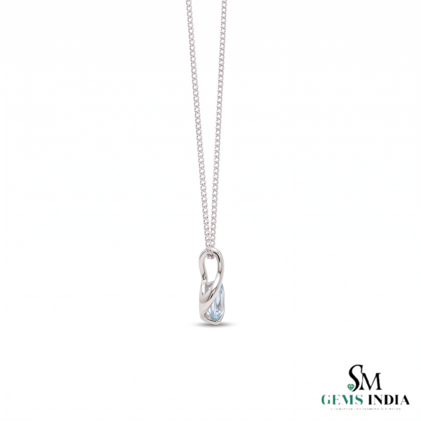 Elegant Natural Aquamarine Gemstone Pendant - Everyday Jewelry For Her