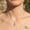 Natural Aquamarine Cushion Cut Pendant With Diamond Accent - Elegant Jewelry Gift For Her