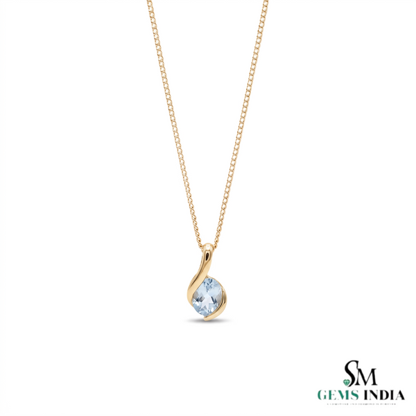 Elegant Natural Aquamarine Gemstone Pendant - Everyday Jewelry For Her